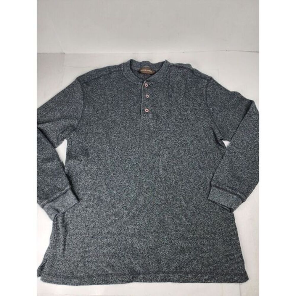 Taylor & Henry Henley Long Sleeve Shirt‎ Heather Gray Men's Size L Large